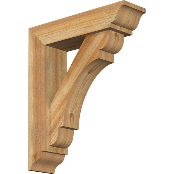 Ekena Millwork Olympic Traditional Rough Sawn Bracket w/ Offset Brace, Western Red Cedar, 6"W x 22"D x 26"H BKT0604X22X26OLY01RWR - main